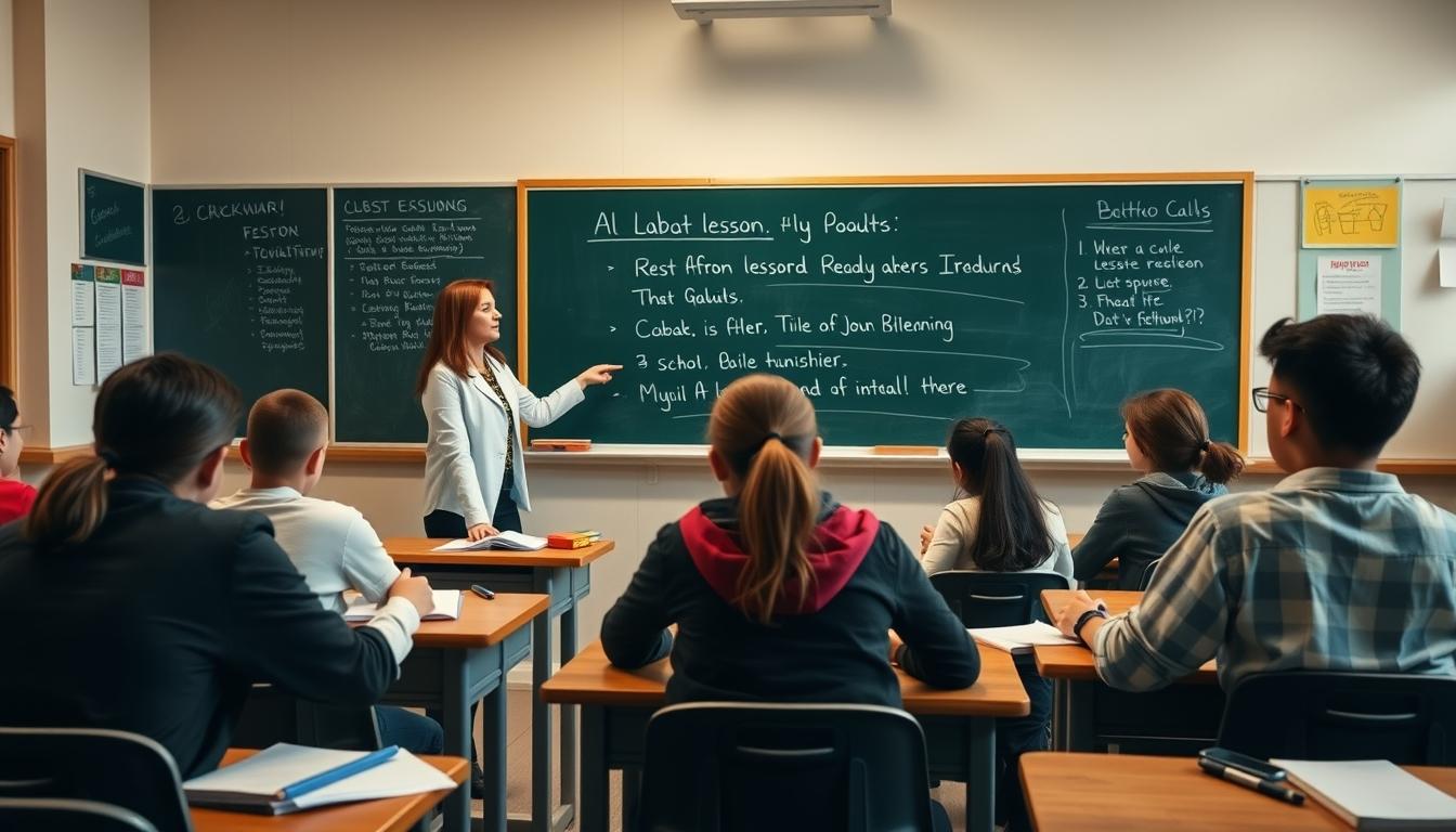 Students studying together in modern classroom